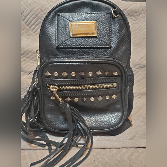 Juicy Couture Handbags - Juicy Couture Mini Bag Black Mini Studded Back Pack Y2K Faux Leather Fringe